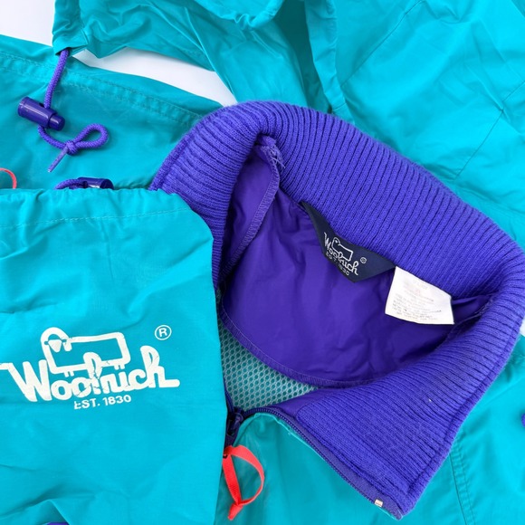 Woolrich Other - VTG Woolrich Men's Windbreaker XL Teal Purple Jacket A121 Sea Jade Packable‎ Bag